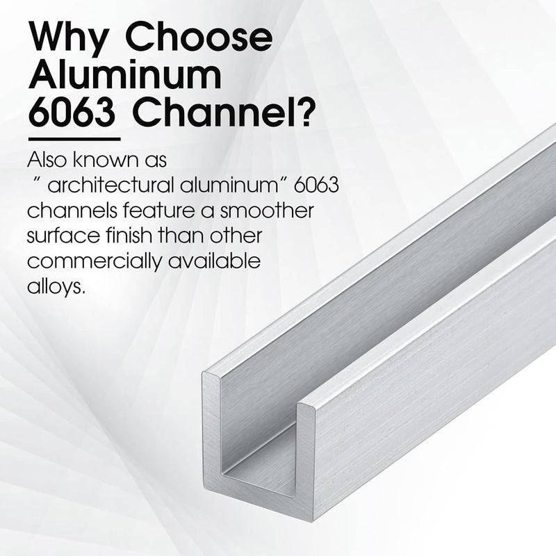 Yaocom 1 Pcs 4 ft 1/4" U Channel Aluminum 1/16" Walls x 3/8" High x 3/8" Width Aluminum C Channel Metal 6063 Alloy T-6 Temper for Posters Signs Frame Display Stands - Image 3